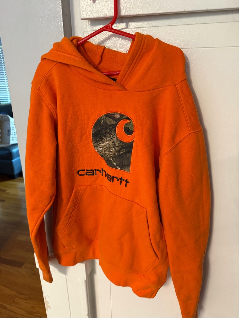 Carhartt Kids Orange Hoodie with Camo Logo 10-12
